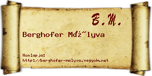 Berghofer Mályva névjegykártya